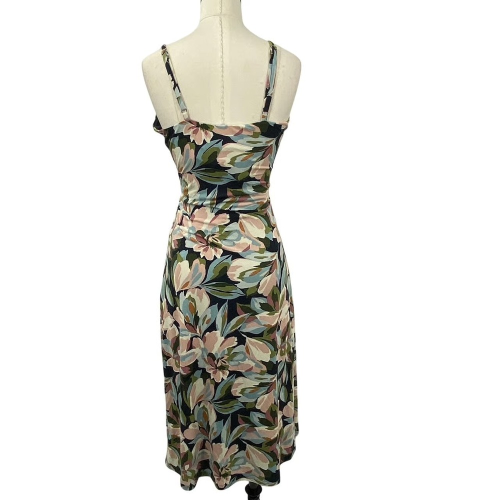 Joie Floral Print Midi Dress Faux Wrap Surplice V Neck Women S Navy Pink NEW - Picture 9 of 12